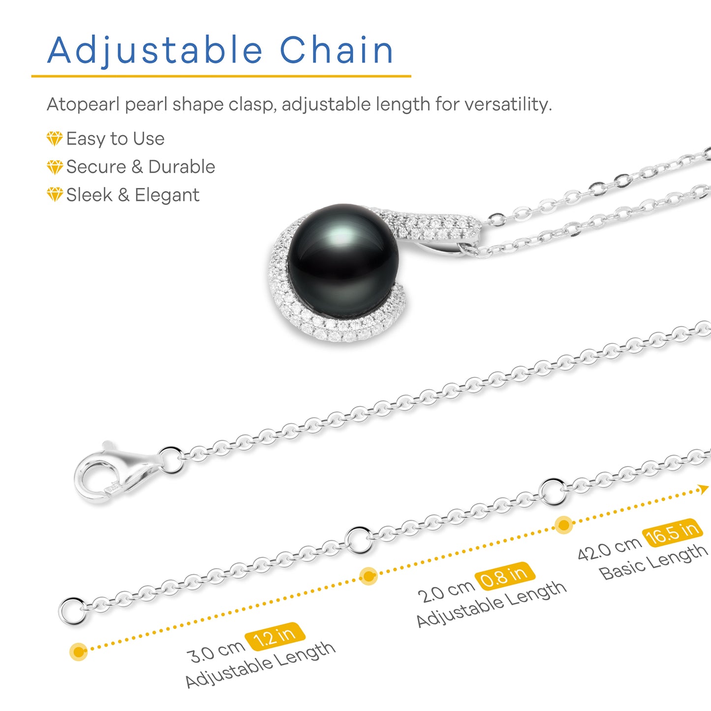 AAAA 10-11MM NoteDance Genuine Tahitian Black Pearl with Moissanite Pendant Necklace, Gift for Women Wife Wedding Birthday Anniversary Jewelry for Valentines Christmas Day