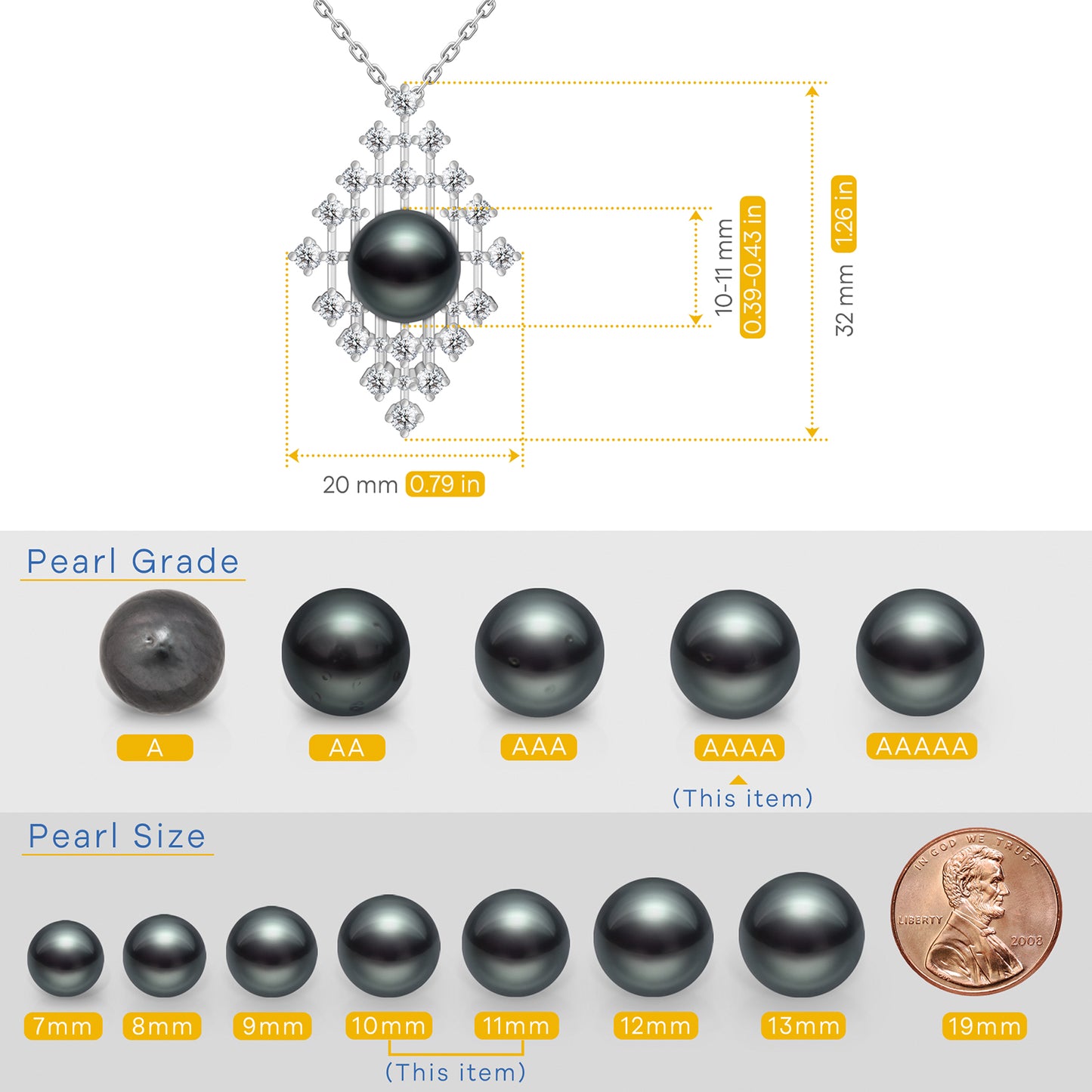 Starry Night Pendant Necklace for Women, 10-11mm AAAA Tahitian Black Pearl with D Color Moissanite, 925 Sterling Silver Necklace for Mothers Day Valentines Christmas Birthdays Gift