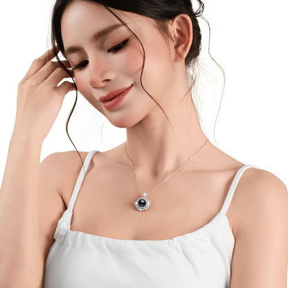 Tahitian Pearl Gifts for Women, Moissanite Sparkling Mandala Flower Inlaid with 10-11mm AAAA Natural Real Pearls, 18k Gold Platting 925 Sterling Silver, 45+2+3cm Adjustable Chain