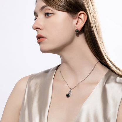 Tahitian Black Pearl Necklace, 9-11mm AAAA Quality Handpicked Tahitian Black Pearls, D Color Moissanite, Sterling Silver / 10K Solid White Gold, 45+2+3cm Adjustable Chain