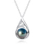 11-12MM Tahitian Black Pearl with Moissanite Pendant Necklace, AAAA Handselected Black Pearls, D Color Moissanite, 18K White Gold Plated Sterling Silver, 45+2+3cm Adjustable Chain